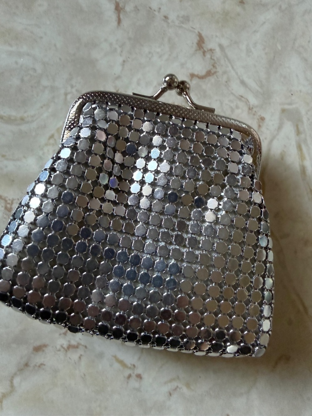Silver metal kisslock coin purse by Aldo - 4 inches x 3.5 inches - Picture 4 of 6